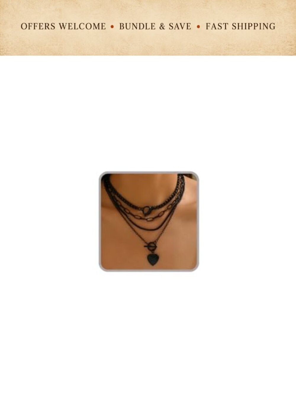 Otxas Layered Black Necklace Set for Women Goth Choker Paperclip Chain